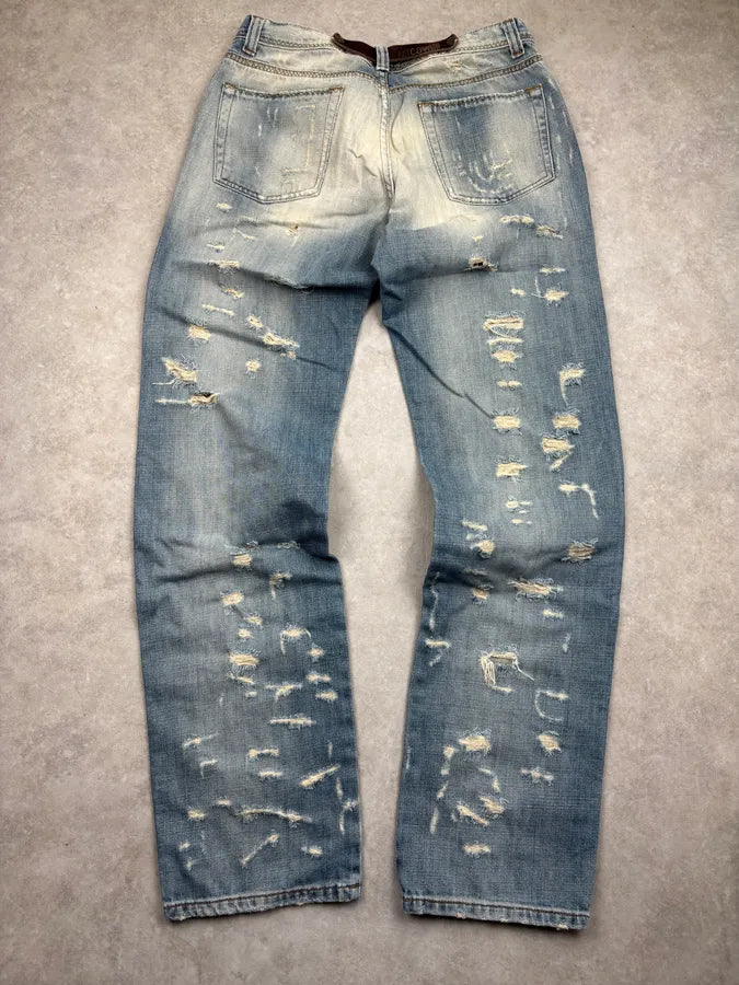 AW2005 Cavalli Light Blue Distressed Denim Jeans ttMbyYy 5