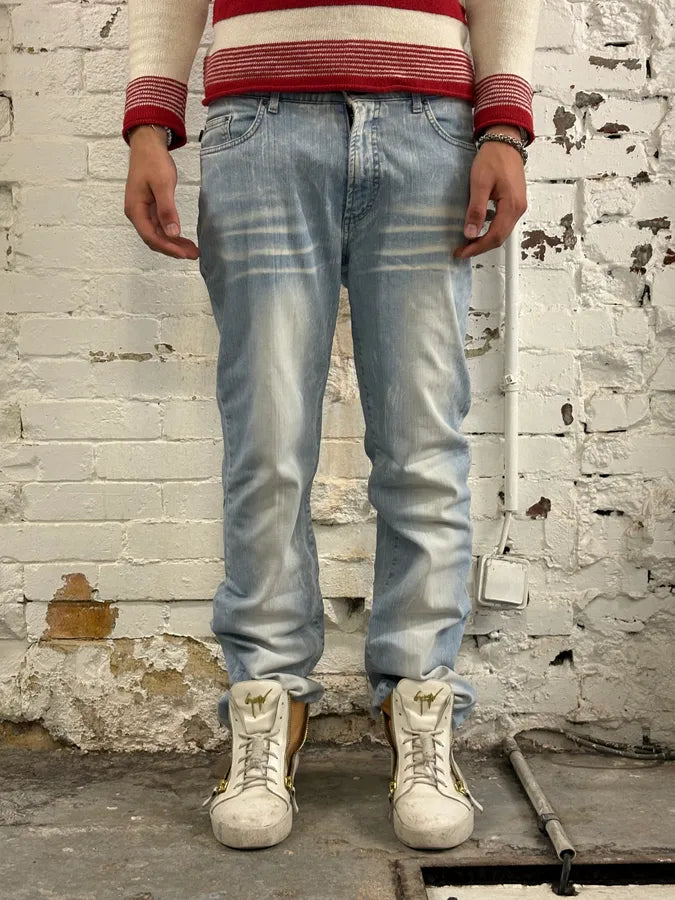 2000s Cavalli Light Blue Denim Distressed Jeans bSAuBCV 2