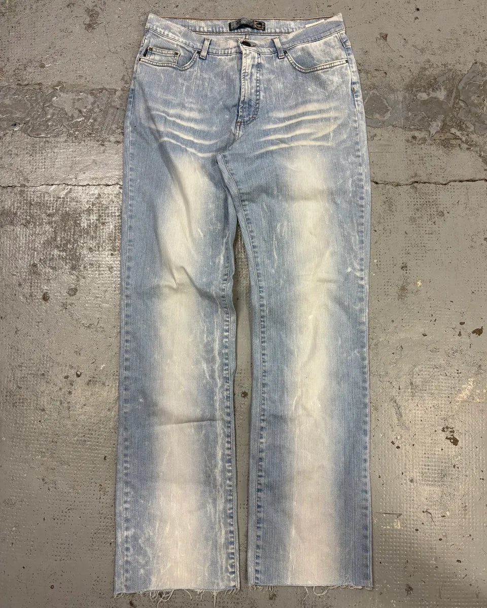 2000s Cavalli Light Blue Denim Distressed Jeans bSAuBCV 0