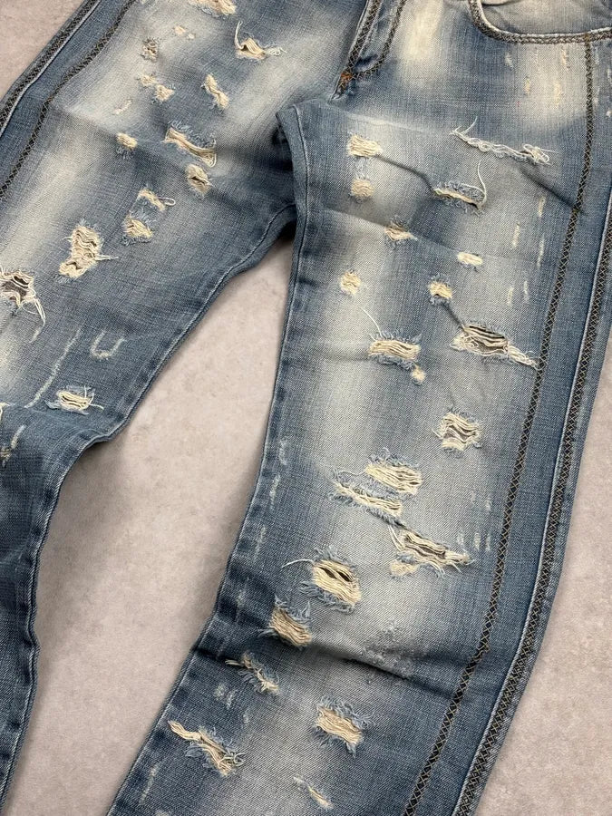 AW2005 Cavalli Light Blue Distressed Denim Jeans ttMbyYy 9