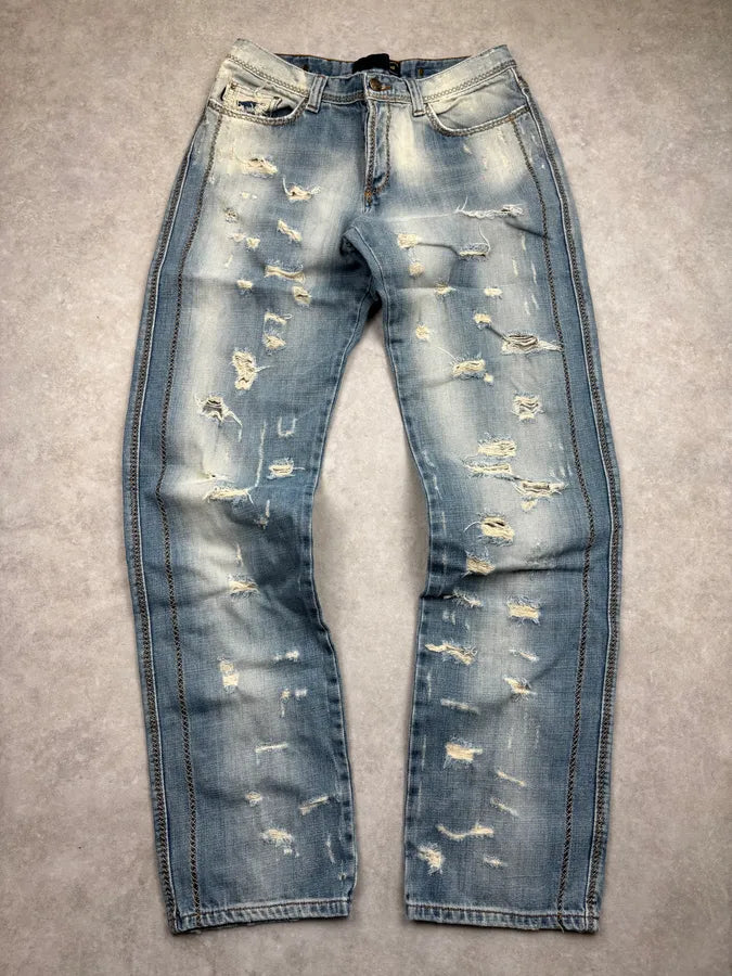 AW2005 Cavalli Light Blue Distressed Denim Jeans ttMbyYy 3