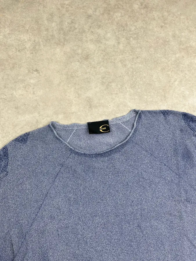 2000s Cavalli Light Blue Wool Crew Neck Sweater sgdvGVR 5