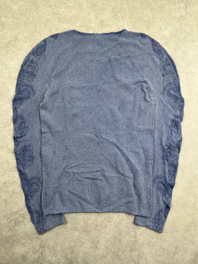 2000s Cavalli Light Blue Wool Crew Neck Sweater sgdvGVR 3