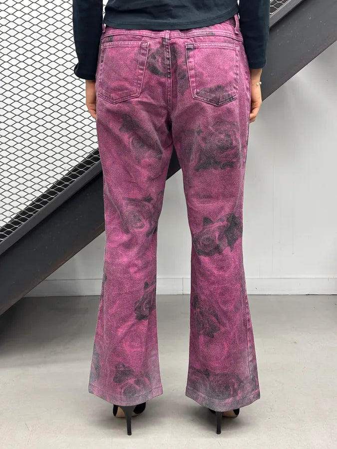 2000s Cavalli Purple Floral Blossum Flared Pants kaVvmEa 3