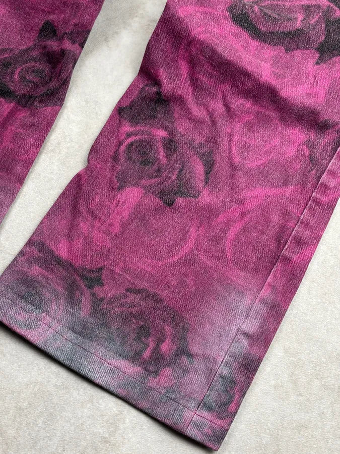 2000s Cavalli Purple Floral Blossum Flared Pants kaVvmEa 8