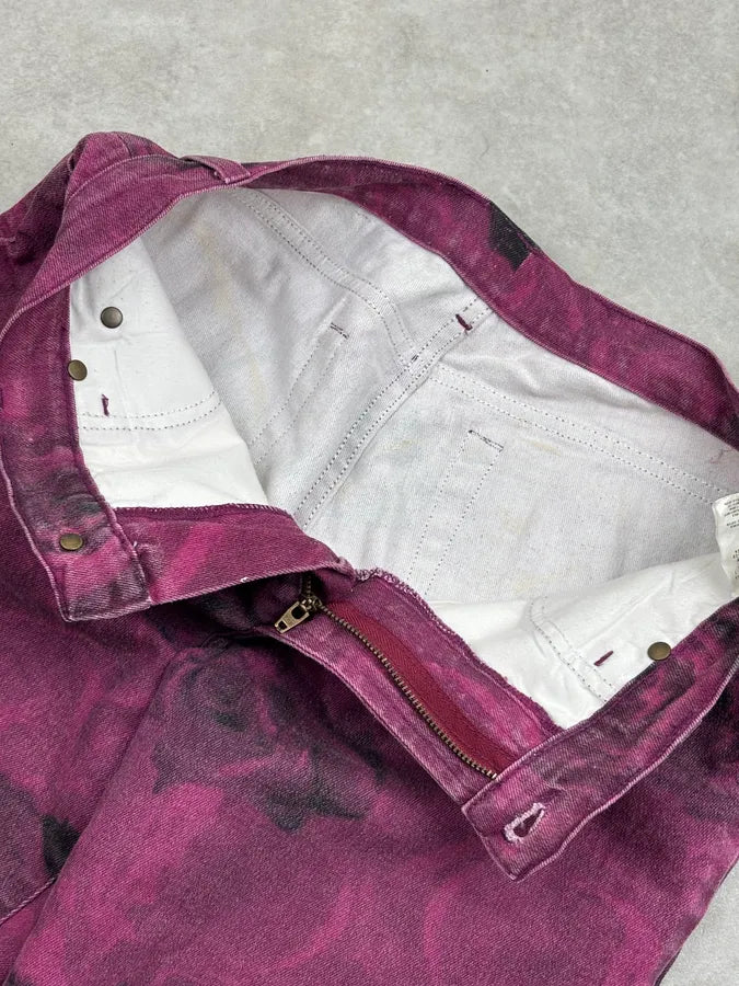 2000s Cavalli Purple Floral Blossum Flared Pants kaVvmEa 9