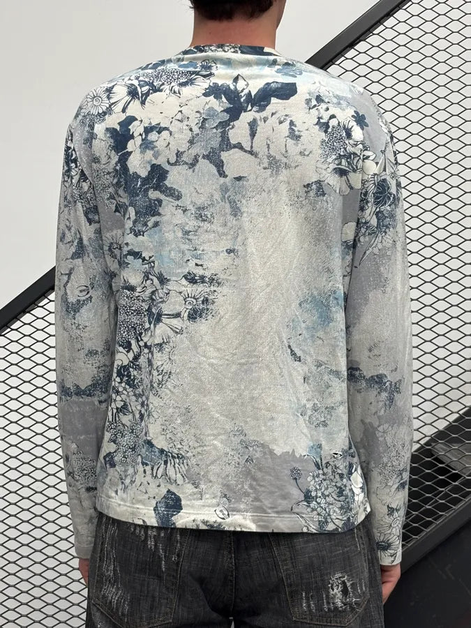 2000s Cavalli Navy Cotton Floral Longsleeve dAUzKQy 2