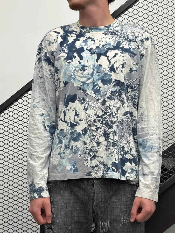 2000s Cavalli Navy Cotton Floral Longsleeve dAUzKQy 1