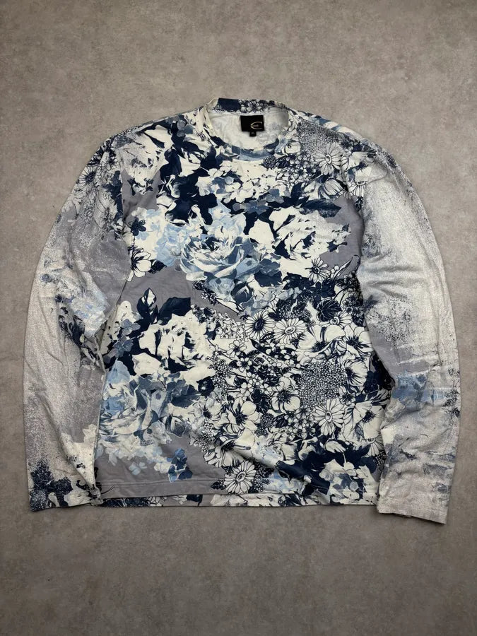 2000s Cavalli Navy Cotton Floral Longsleeve dAUzKQy 0