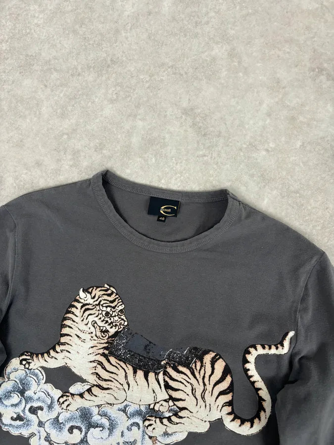 AW2003 Cavalli Grey Tiger Cloud Longsleeve T-Shirt  kiIwCzM 3