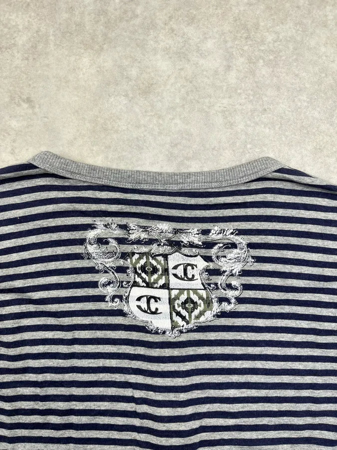 AW2008 Cavalli Navy & White Striped Henley Longsleeve zPjqWUC 8