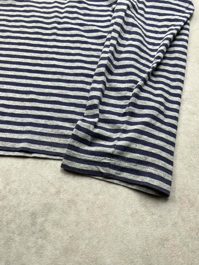 AW2008 Cavalli Navy & White Striped Henley Longsleeve zPjqWUC 6