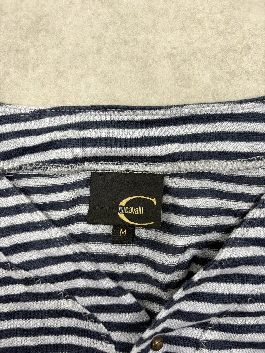 SS2008 Cavalli Navy Striped Henley Longsleeve caxLBZh 10