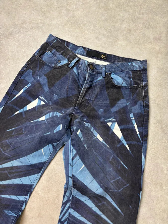 2000s Cavalli Navy Floral Flared Jeans oalLxJL 4