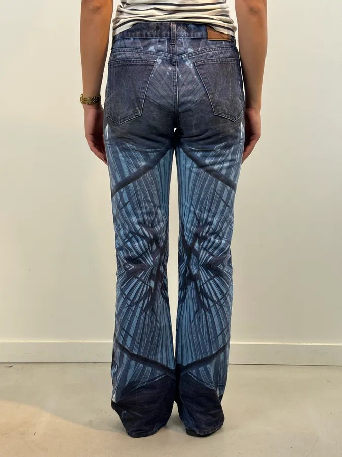 2000s Cavalli Navy Floral Flared Jeans oalLxJL 2