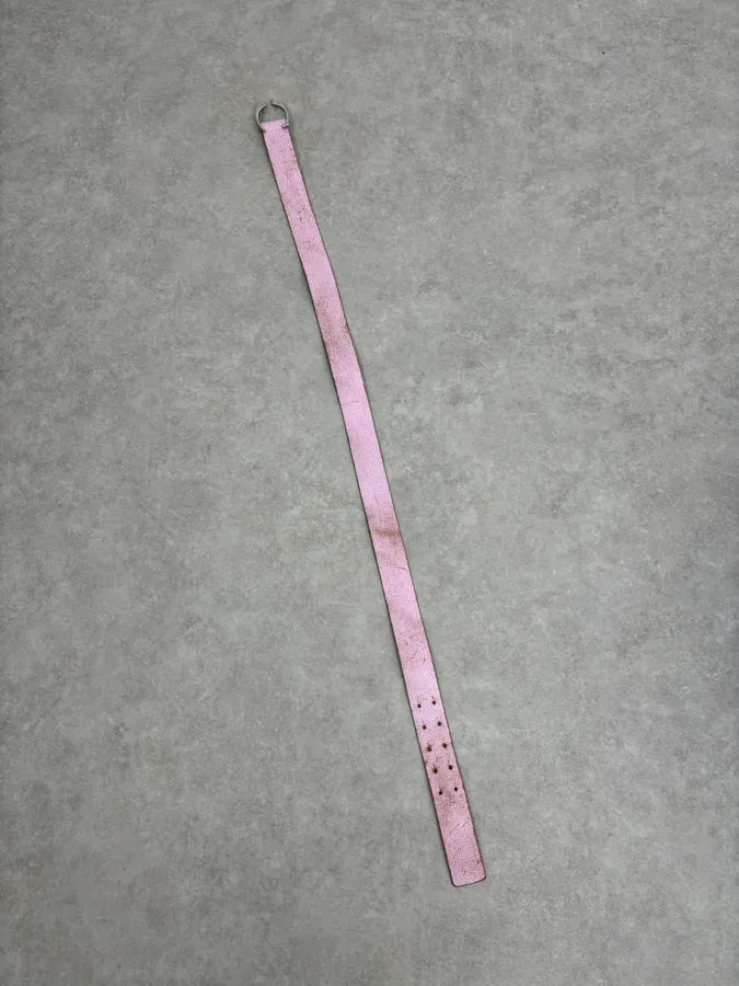 2000s Cavalli Pink Cracked Effect Leather Belt kBQgTha 9