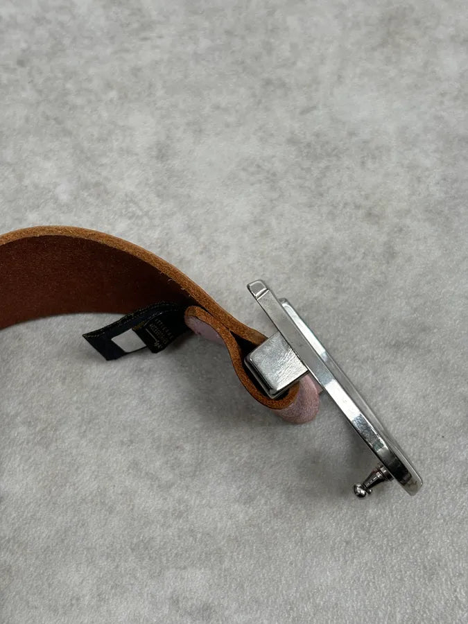 2000s Cavalli Pink Cracked Effect Leather Belt kBQgTha 7