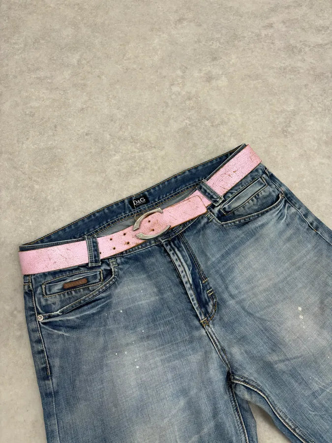 2000s Cavalli Pink Cracked Effect Leather Belt kBQgTha 0