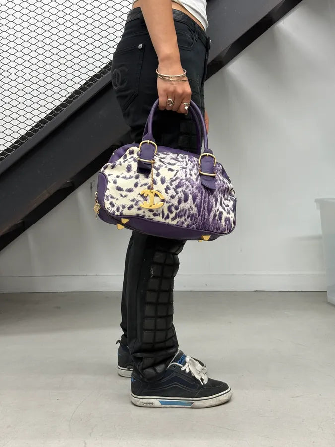 2010s Cavalli Purple Leopard Print Handle Bag jBMinwd 2