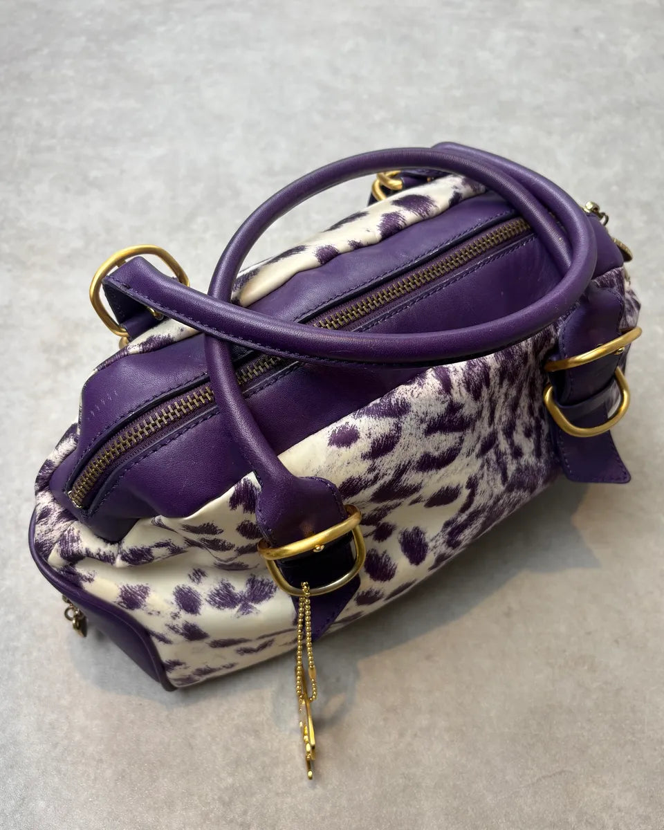 2010s Cavalli Purple Leopard Print Handle Bag jBMinwd 0