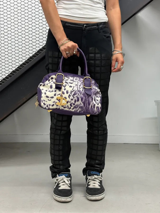 2010s Cavalli Purple Leopard Print Handle Bag jBMinwd 1