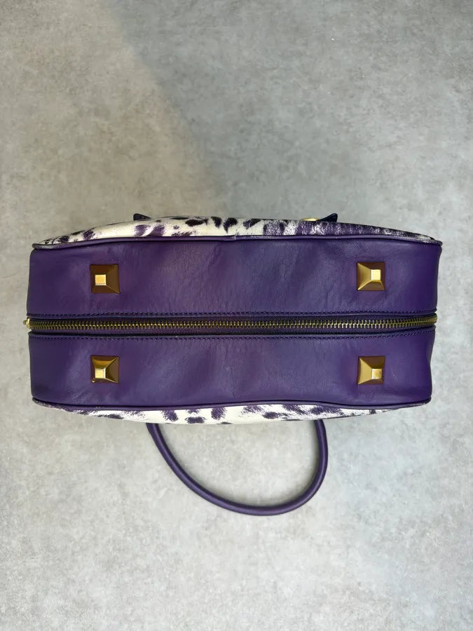 2010s Cavalli Purple Leopard Print Handle Bag jBMinwd 7