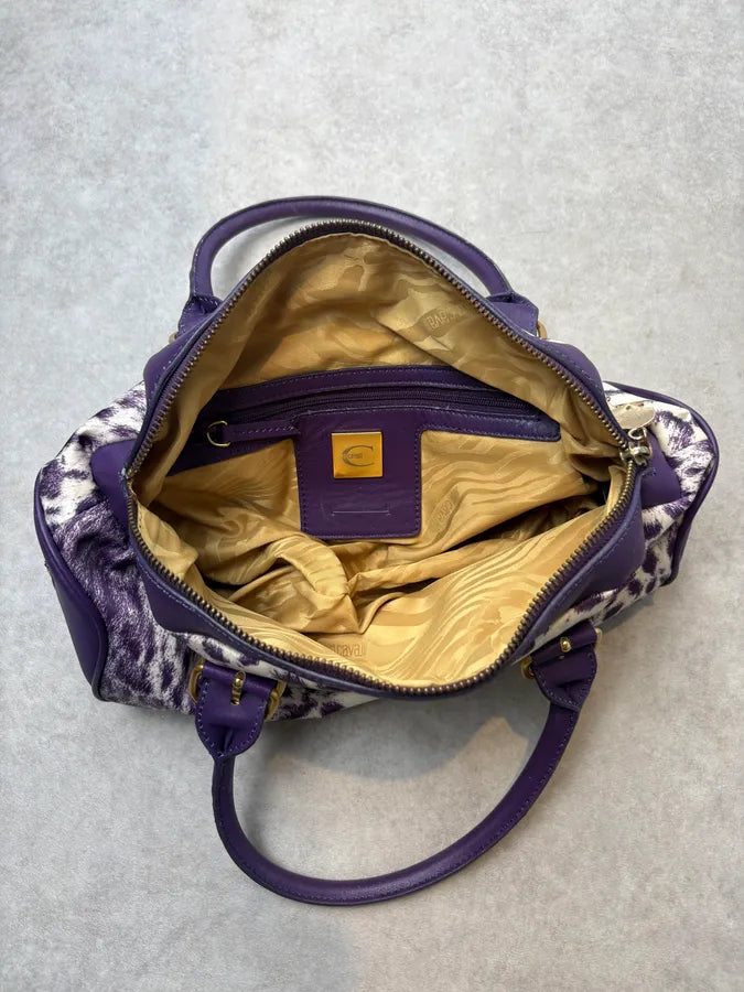 2010s Cavalli Purple Leopard Print Handle Bag jBMinwd 8