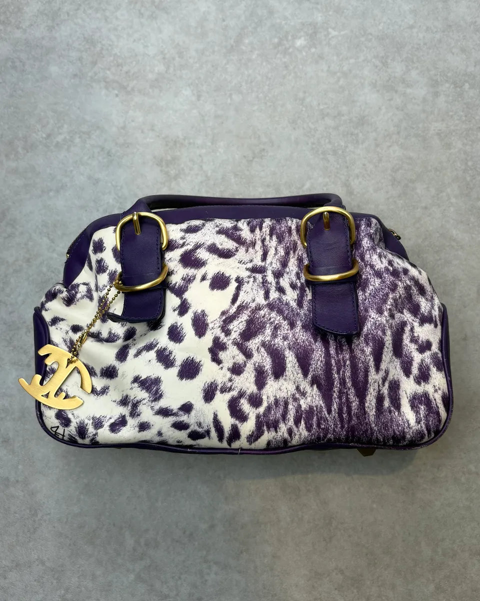 2010s Cavalli Purple Leopard Print Handle Bag jBMinwd 3