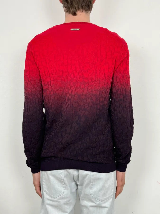 SS2016 Cavalli Red Black Ombre Wool Gradient Sweater SbmRuOe 2