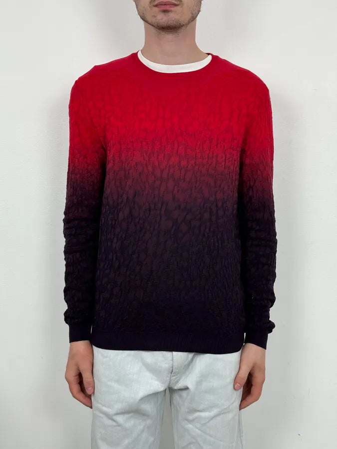 SS2016 Cavalli Red Black Ombre Wool Gradient Sweater SbmRuOe 1