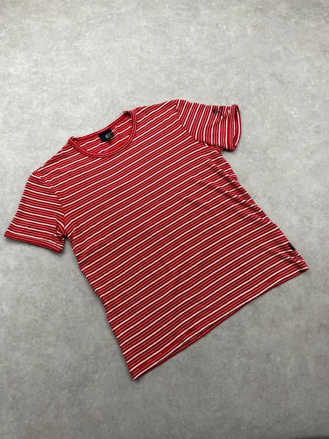 SS2009 Cavalli Red White Striped T-Shirt HbzQmnU 3