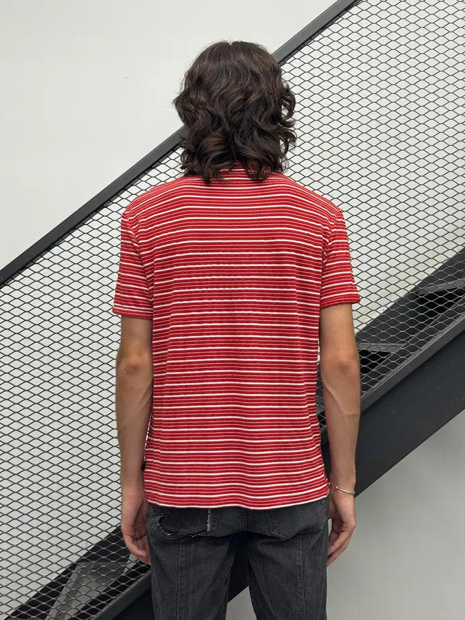 SS2009 Cavalli Red White Striped T-Shirt HbzQmnU 2