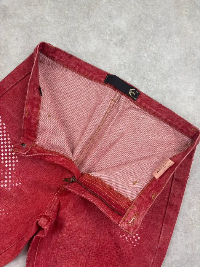 2000s Cavalli Red Denim Sequins Jeans PuMiiIU 8