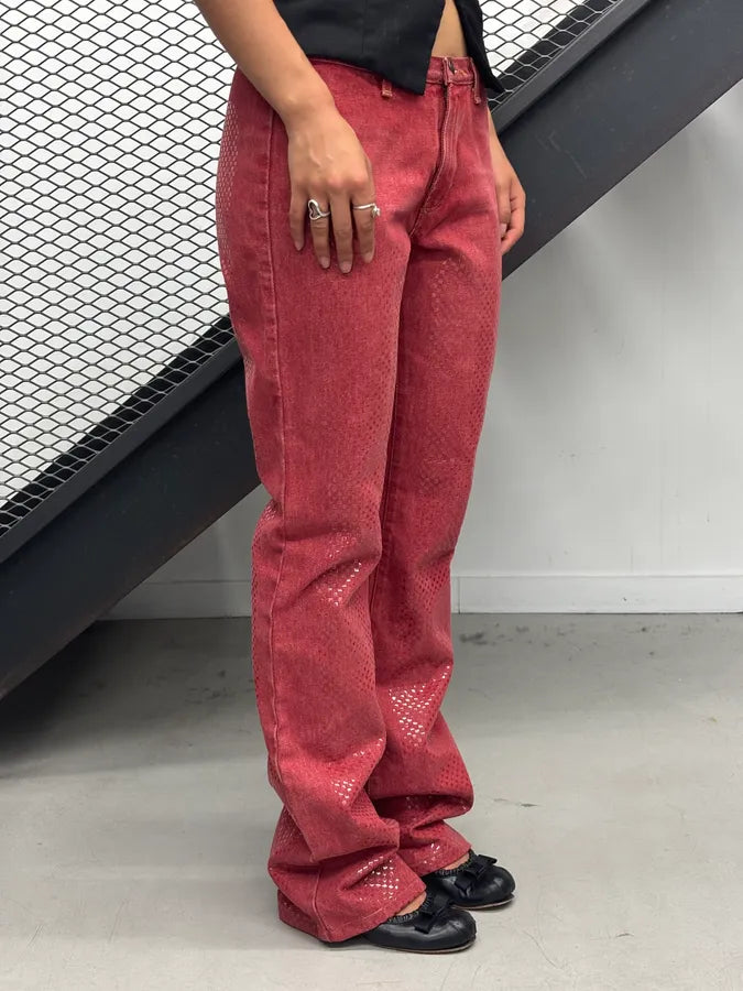 2000s Cavalli Red Denim Sequins Jeans PuMiiIU 1
