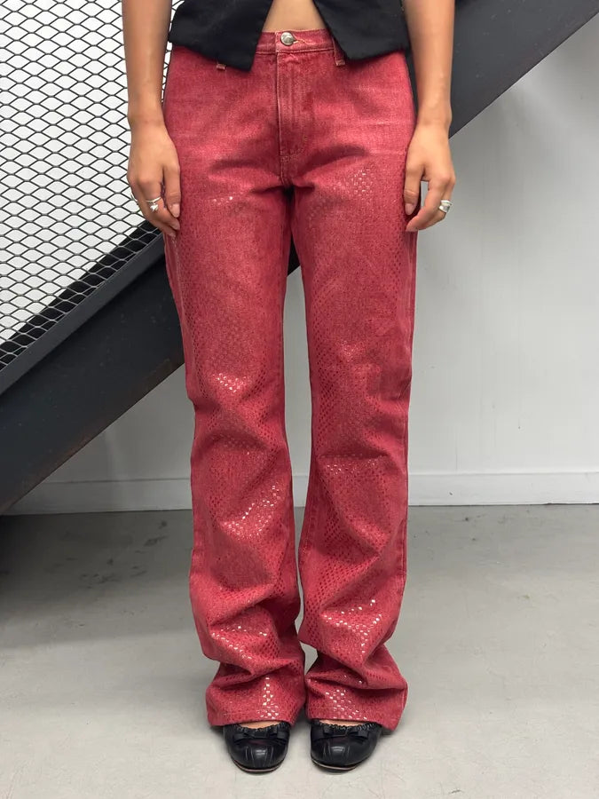 2000s Cavalli Red Denim Sequins Jeans PuMiiIU 0