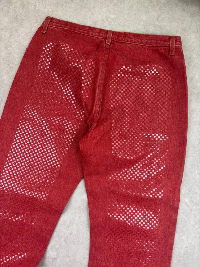 2000s Cavalli Red Denim Sequins Jeans PuMiiIU 6
