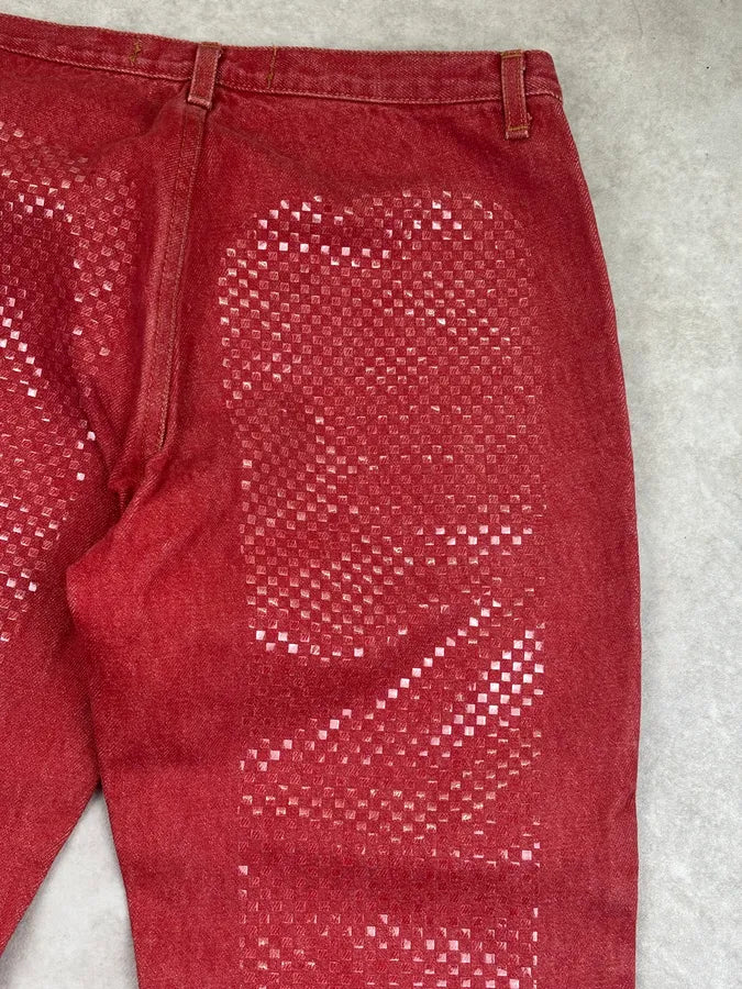 2000s Cavalli Red Denim Sequins Jeans PuMiiIU 7