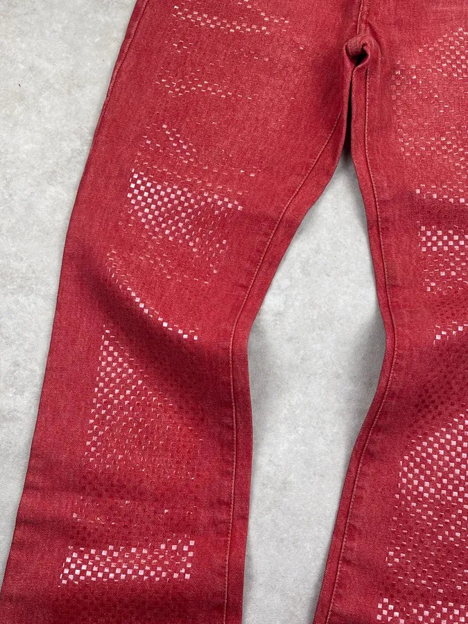 2000s Cavalli Red Denim Sequins Jeans PuMiiIU 9