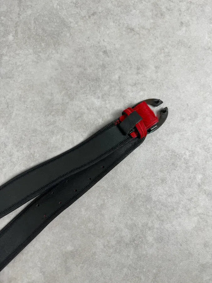 SS2004 Cavalli Red Pony Hair Logo Buckle Belt rtrXDPu 4