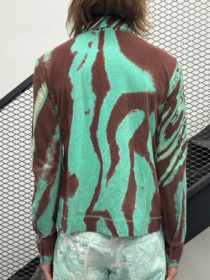 SS2002 Cavalli Turquoise Hallucination Abstract Shirt ABgsVkU 1