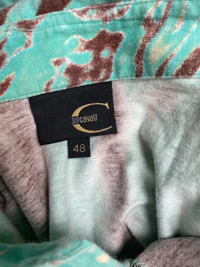SS2002 Cavalli Turquoise Hallucination Abstract Shirt ABgsVkU 9