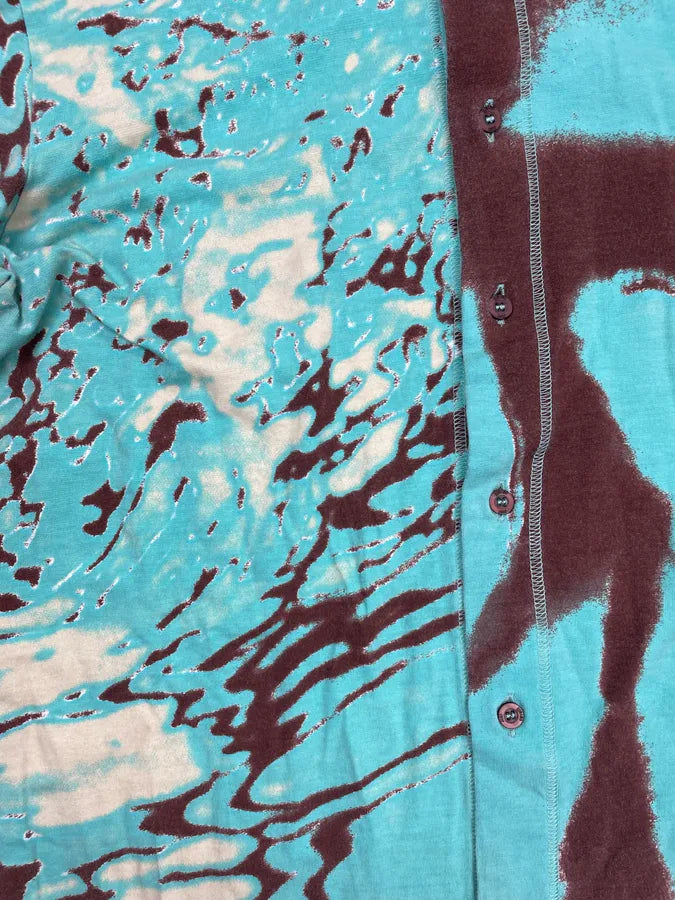 SS2002 Cavalli Turquoise Hallucination Abstract Shirt ABgsVkU 6