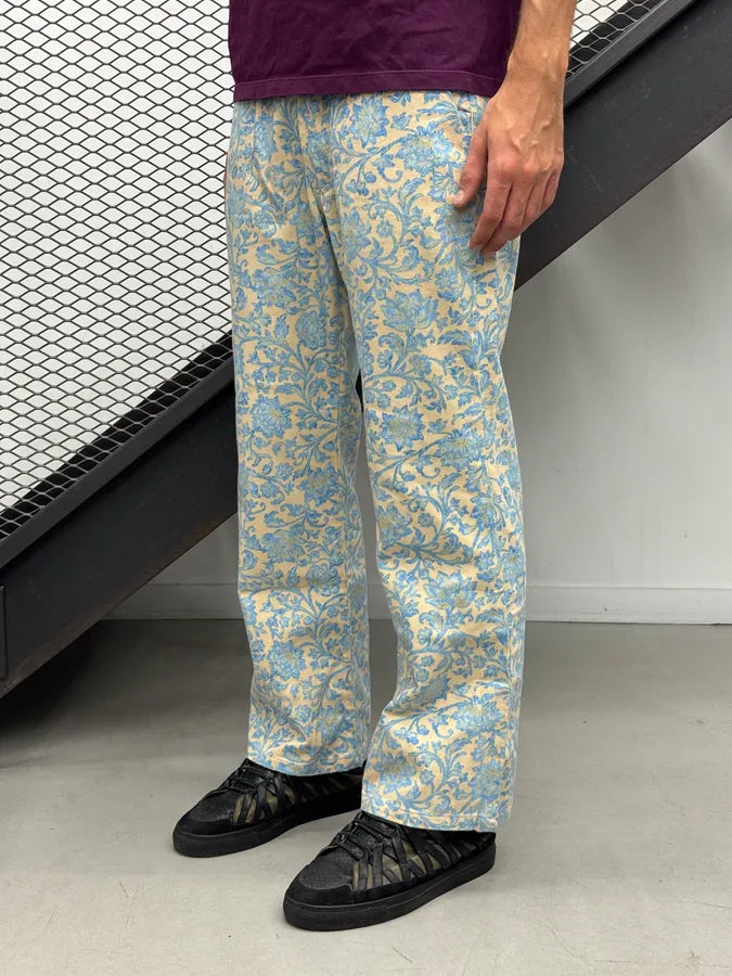 2000s Cavalli Turquoise Beige Floral Pants rdPccqA 2