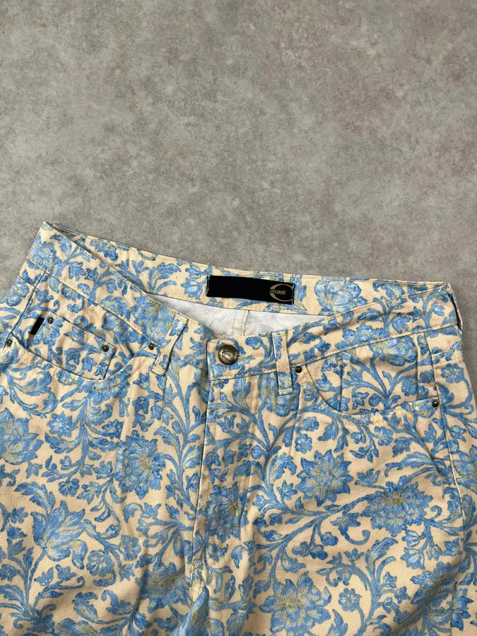 2000s Cavalli Turquoise Beige Floral Pants rdPccqA 5