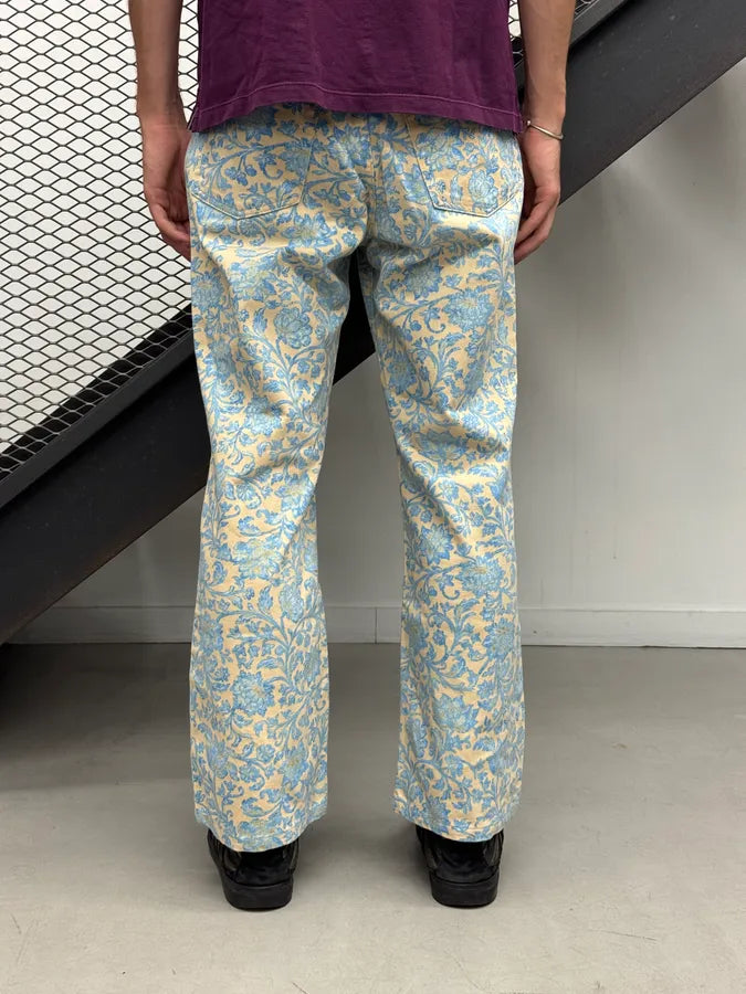 2000s Cavalli Turquoise Beige Floral Pants rdPccqA 3