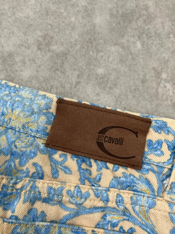 2000s Cavalli Turquoise Beige Floral Pants rdPccqA 10