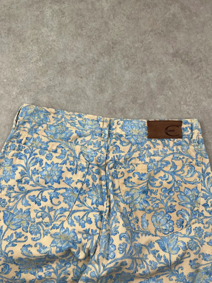 2000s Cavalli Turquoise Beige Floral Pants rdPccqA 6