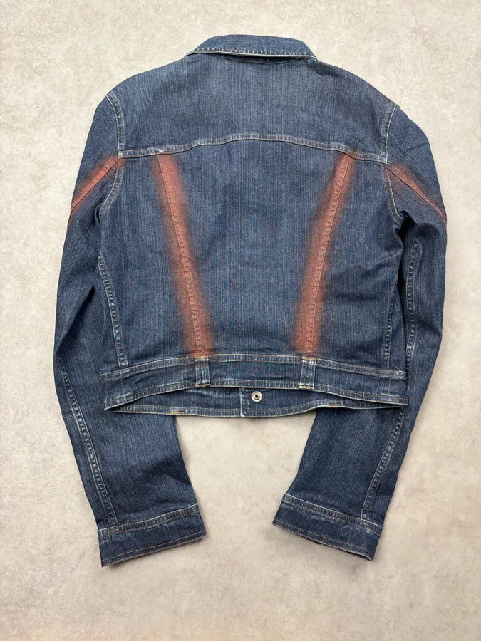 SS2001 Just Cavalli Two-Tone Denim Color Block Denim Jacket YFtjWIE 4