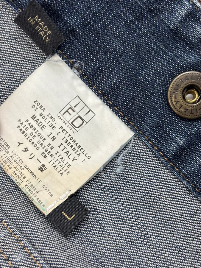 SS2001 Just Cavalli Two-Tone Denim Color Block Denim Jacket YFtjWIE 9