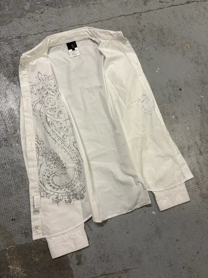2000s Cavalli White Presley Tribal Floral Shirt DLSnRpK 6